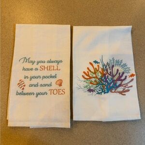 Coral Reef Design kitchenTowels - White